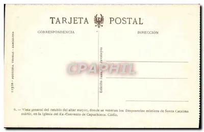 Retablo del altar mayor — Kościół Ex-Klasztoru Kapucynów — Wydawnictwo Juan Javoloyes — Rewers
