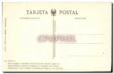 Santa Espina — Kardynał Arcyksiążę Austrii — wydawca Ochavo, seria 19 — Rewers