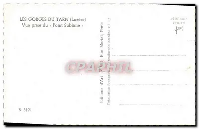 As Gorges do Tarn (Lozère) — Vista tirada do « Point Sublime » — Editions d'Art, Paris — Verso