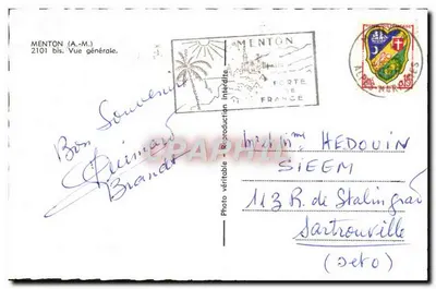 Menton (A.-M.) — ogólny widok — Zabroniona reprodukcja, wydawca Menton, n° 2101 bis — Rewers