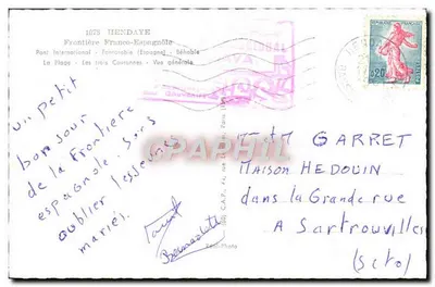 Hendaye — Lembrança da fronteira franco-espagnola — Réal-Photo — Verso