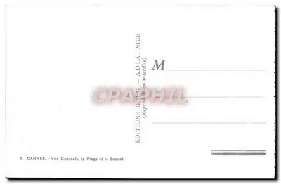 Cannes — Ogólny widok, plaża i Suquet — Wydawnictwo G.M.G., Nice — Rewers