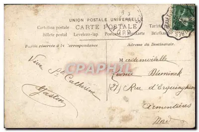 Jeune homme en costume — avec grand bouquet de roses — éditeur Union Postale Universelle — Rewers