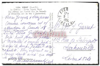Castelo de Vigny — fachada Norte — Ed. d'Art A.P. n° 9.004 — Verso
