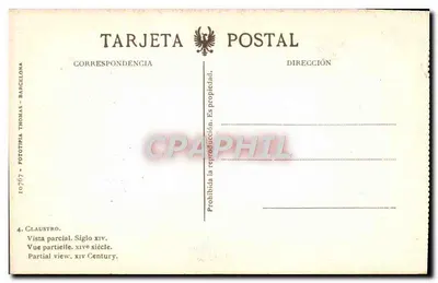 Claustre — vista parcial — Fototèria Thomas, Barcelona, n° 10787 — Verso