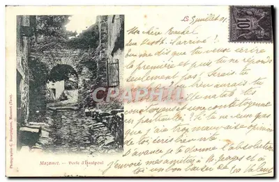Bilhete postal antigo Porta de Hautpout, Mazamet