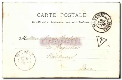 Bilhete postal antigo Porta de Hautpout, Mazamet — Verso