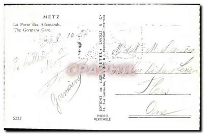 Metz — La Porte des Allemands — Wydawca Lavelle & Cie, nr 5223 — Rewers
