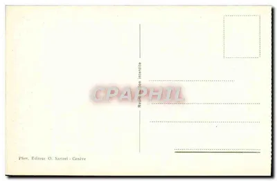 Genewa — La Rade — widok panoramiczny z mostem i łódkami — wydawca O. Sartori — Rewers