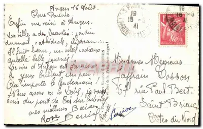 Angers — Zamek i jego kwitnące ogródki — Wydawca Ernester, n°20 — Rewers