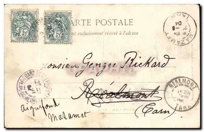 Stara pocztówka Pontgibaud — Rewers