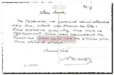 Widok na Antwerpię — dzielnica rzeki, zamek, plac i historyczny budynek — wydanie nr 19 — Rewers