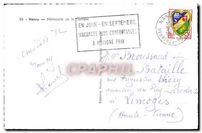 Nancy — El Hémiciclo de la Carrière — Ediciones Henry, n°50 — Reverso