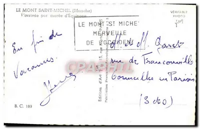 Mont Saint-Michel — aankomst tijdens de equinoxmaan — Éditions d'Art Occident — Achterkant
