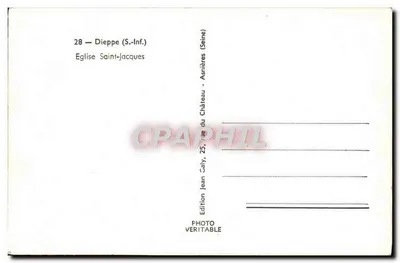 Igreja de São Jacinto — Dieppe (Sul-INF.) — Edição Jean Caby, 25, rua do Castelo — Verso