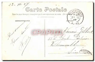 Stara pocztówka Chateaudun Fontaine Monumentale i Hotel de ville — Rewers