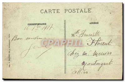 Reims bombardeado — Praça Royale e rua Cérès — Edição Jaouen — Verso