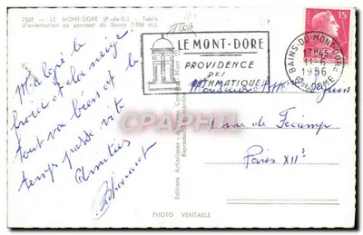 Il Mont-Dore — Tavola di orientamento in cima al Sancy (1886 m.) — Edizioni Artisitiche Flor — Verso