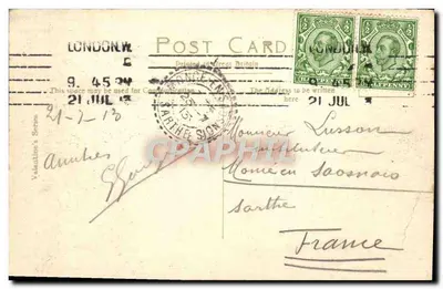 The Guildhall, Londyn — widok dziedziny i gotyckiej fasady — seria Valentine's — Rewers