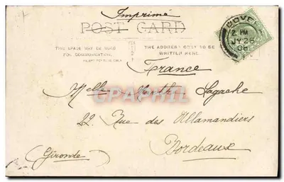 Deposito di Gauvain (Je vois le Graal) — scena teatrale — Lambert Weston & Son Ltd, Dover — Verso
