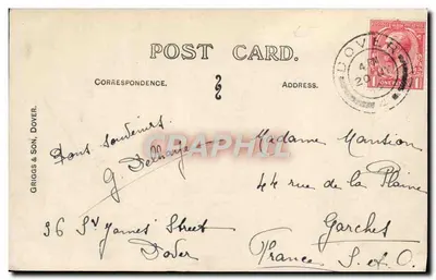 Marina Parade e Castello — Dover — Griggs & Son, Dover — Verso