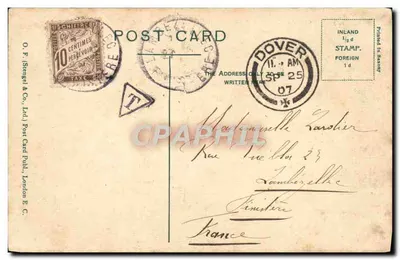 Dover Harbour from Western Heights — view do porto com navios — O. F. Stenge & Co., Ltd. (Post Card Publ., London E.C.) — Verso