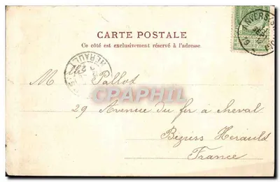 Bilhete postal antigo Gand Au parc — Verso