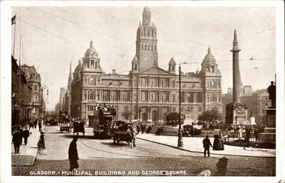 Glasgow - Edifícios Municipais e Praça George — The Milton Post Card, Woolstone Bros. No. 7