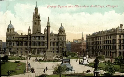 George Square e Edifícios Municipais, Glasgow — vista panorâmica — Série Valentine's