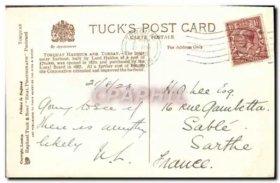 Harbór i flota z Rock Walk, Torquay — Tuck's Postcard — Rewers