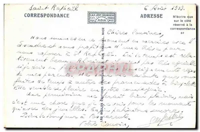 Saint-Raphaël — A Praia — Editora CAP Lévy-Neurdein, n° 12968 — Verso