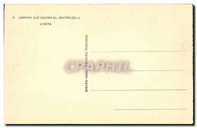 Lampa ozdobna w centrum ermitary — Phototypia Hauser y Sastre, Madryt, n°9 — Rewers