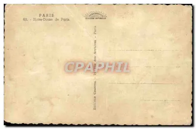 Notre-Dame de Paris — vue de la façade ouest et du clocher — Éditions Chantal — Verso