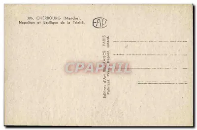 Napoleon i Bazylika Trójcy — Cherbourg (Manche) — Wydawnictwo Art Bellrance, Paryż — Rewers