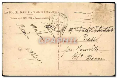 Castelo de Loches — Fachada Oriental — Edição de Arte YVON, n°36 — Verso