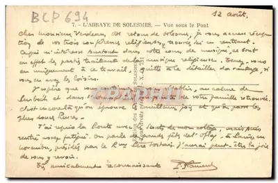 Abbatia Solesmes — Widok pod mostem — Wydawnictwo Oeuvres de Solesmes — Rewers