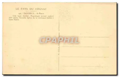 Saintes II - Saint-Pierre — Igreja do Século XV — Editor H. Girard, Cognac — Verso