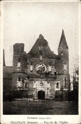 Tilloloy (Somme) — Fachada da Igreja — Guerra 1914-1915
