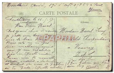 Ponthierry - Zamek Sainte-Aisise — widok zamku z grupą osób — wydawca nieznany — Rewers