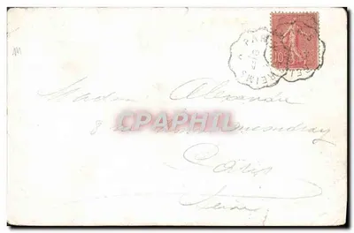 Paisaje rural con flores — dibujo a acuarela — editor desconocido, n.º de serie 0645 — Reverso