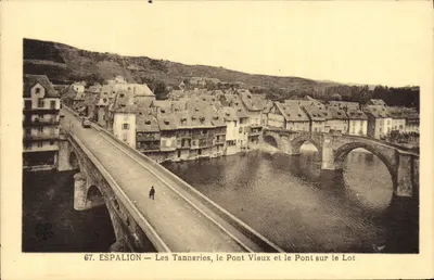 Espalion — As Tanneries, o Ponte Velho e o Ponte sobre o Lot