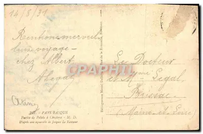 Partie de pêle à Chistera — Pays Basque — Héliogravure Marcel Delbosc, n°241 — Achterkant