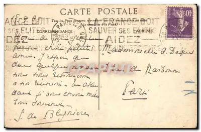 Tarjeta postal antigua Les Saintes De France Santa Teresa del Niño Jesús — Reverso