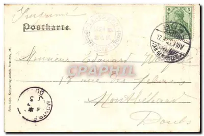 Belchensee — jezioro otoczone lasem — wydawca Fela Lob, Konstverlaganstalt, Strasbourg — Rewers