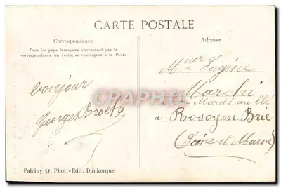 Dunkerque — Estátua de Jean-Bart — Editor Falciny — Verso