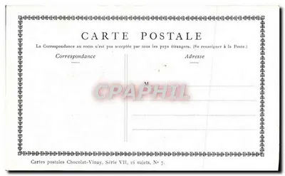 La cuisinière hollandaise — D'après Gérard Dou — Chocolat-Vinay, Série VII, N° 7 — Verso