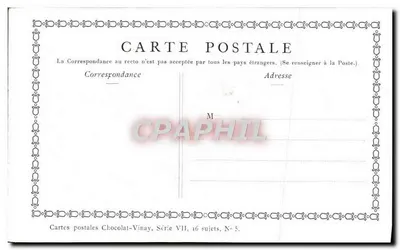 Concert Pastorale — D'après Lancret — Cartes postales Chocolat-Vinay, Série VII, 16 sujets, N° 5 — Verso