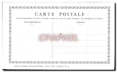 Miłoszeństwo Bocage — D'après Lancere — Chocolat-Vinay, seria VII, nr 4 — Rewers