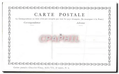O Jogo dos Quatro Cantos — D'après Lancret — Chocolat-Vinay, Série VII, N° 2 — Verso