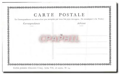 A Família de Gérard Dou — D'après Gérard Dou — Chocolat-Vinay, Série VII, N° 14 — Verso